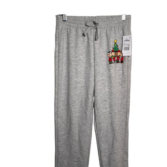 Peanuts Sweatpants Youth Large Gray Fleece Pull On Christmas Charlie Brown - Picture 2 of 9